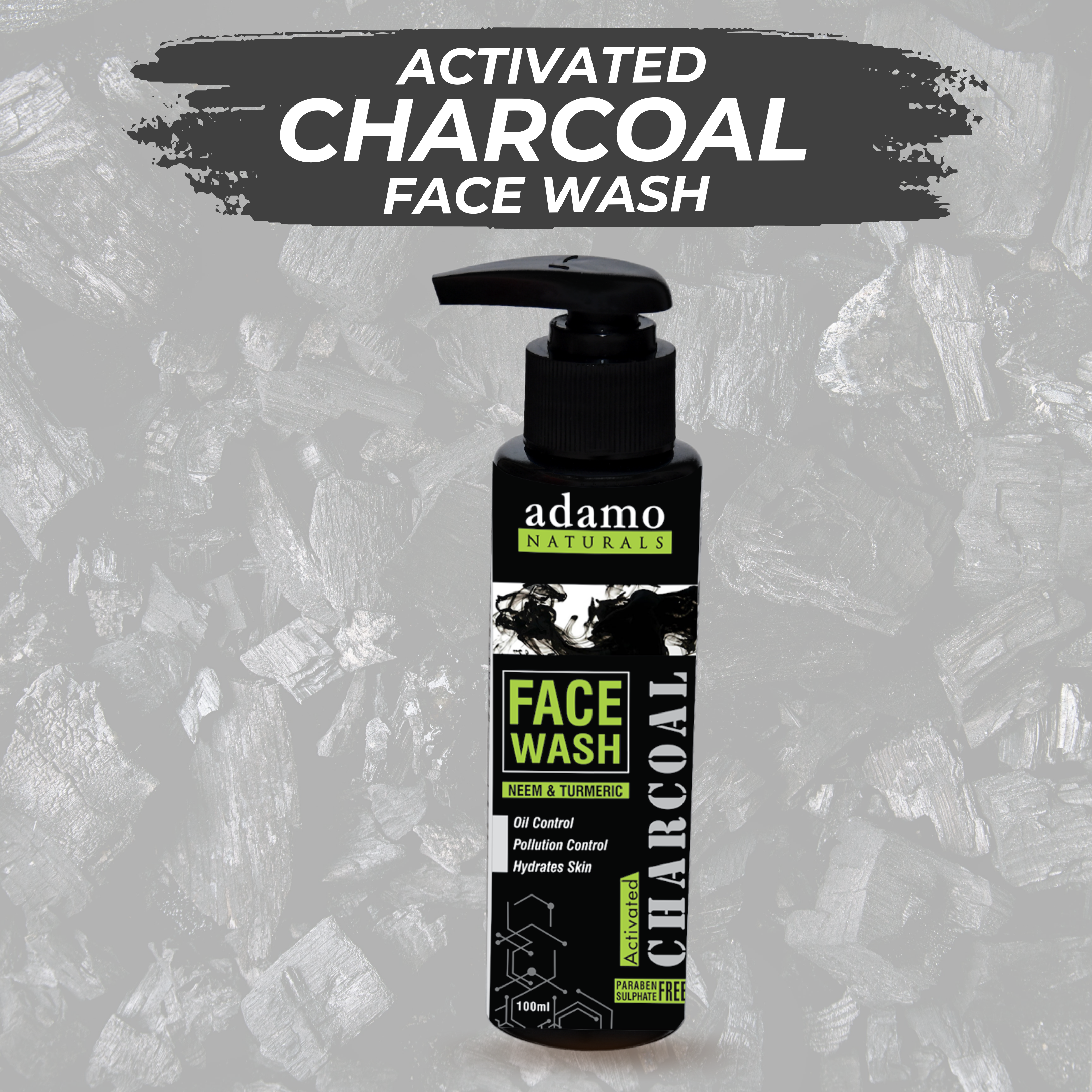 adamo naturals activated charcoal face wash