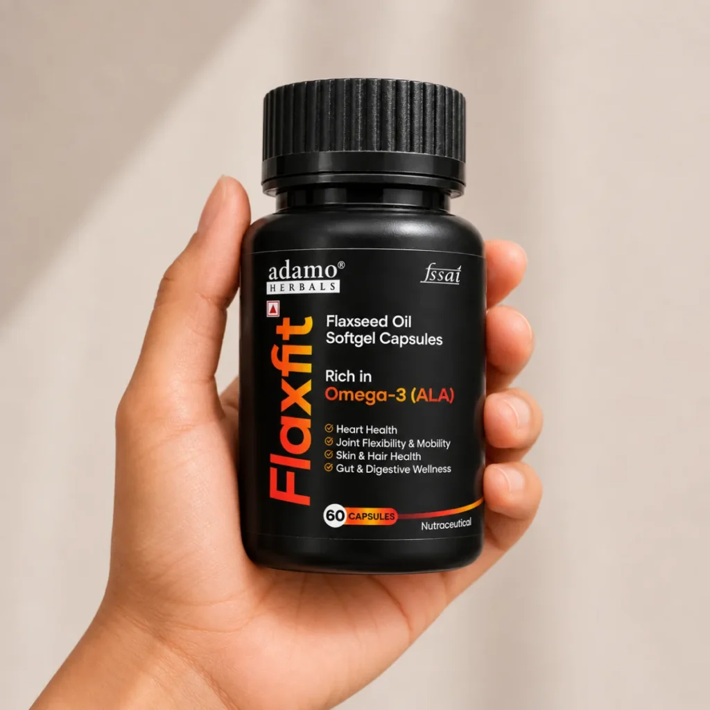 Flaxfit Flaxseed Oil Softgel Capsules, 60 capsules, rich in Omega-3 (ALA)